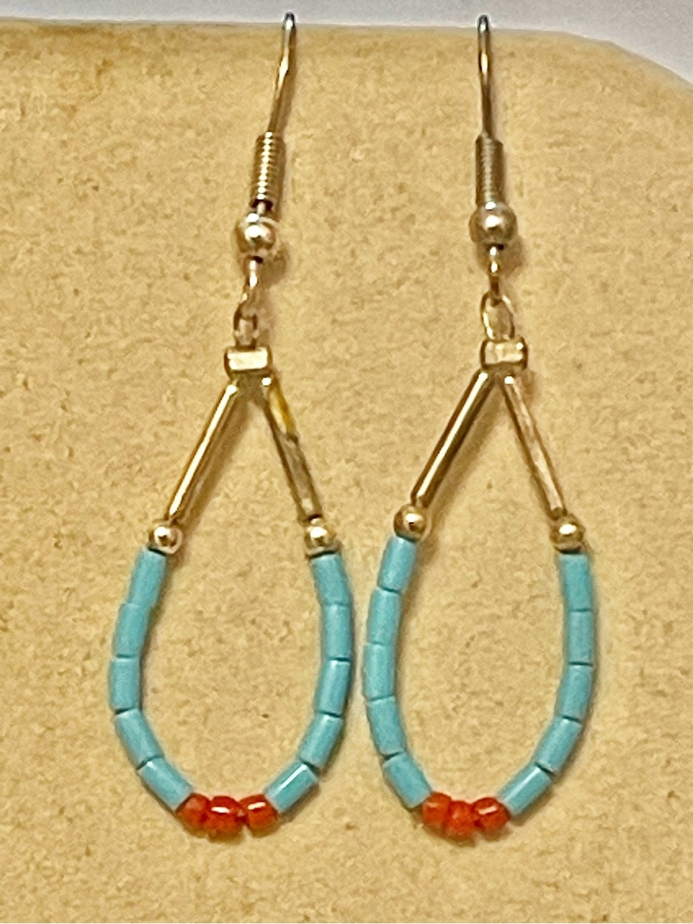Southwest Silver Plated Turquoise Coral
Dangle Earrings
